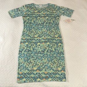 LuLaRoe Women’s Julia Dress/Size: Large/Color: Diamond Starburst Design (NWT)